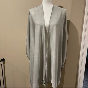 Chic Silver Open-Front Cardigan kimono